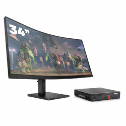 Mini PC Lenovo M920Q / i5-8500T / 16GB DDR4 256GB SSD Windows 10 com monitor 34 + teclado e mouse