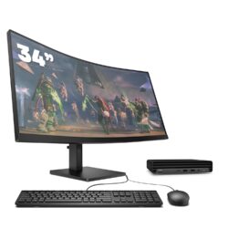 Mini PC HP 400 G6 / i5-10500T / 16GB DDR4 512GB M.2 SATA Windows 11 Com Monitor 34", teclado e rato